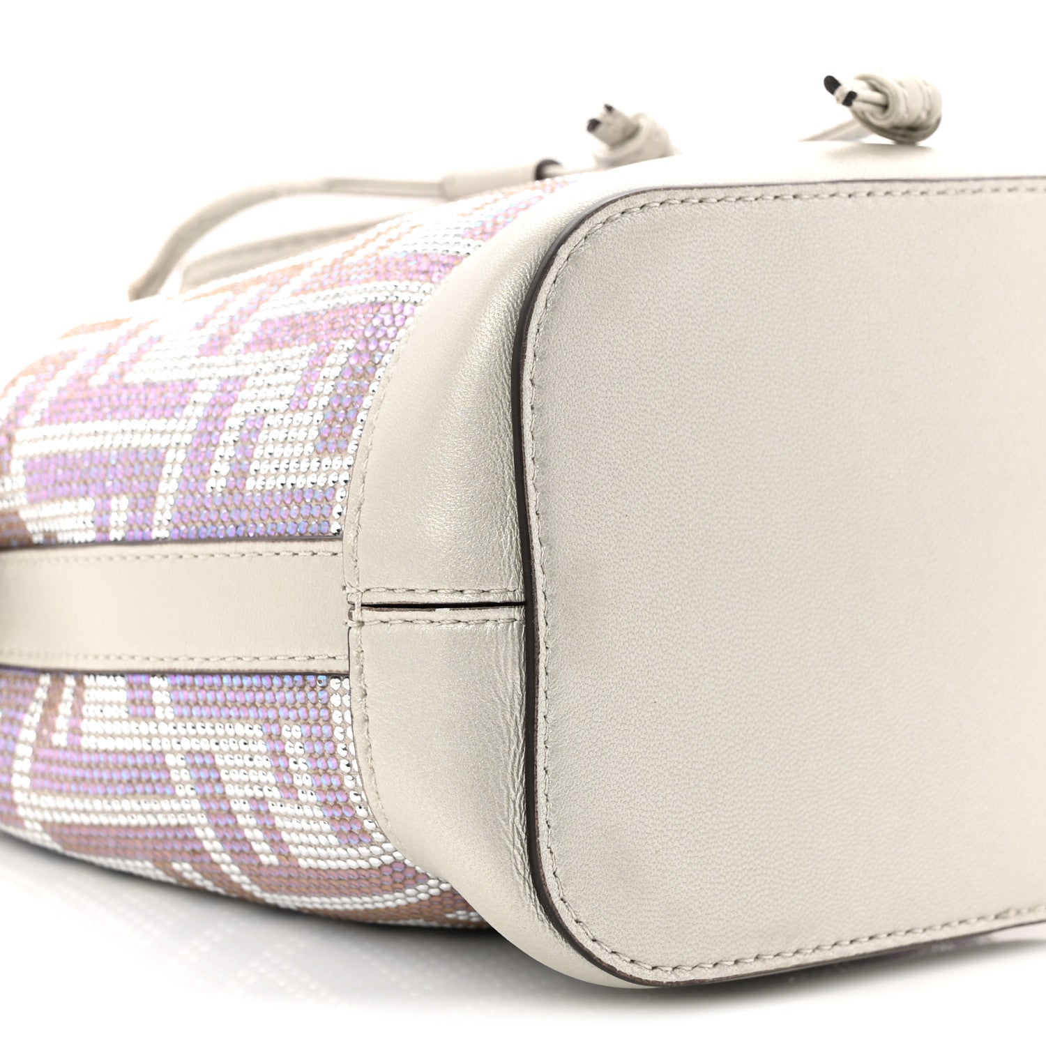 Fendi Crystal Vitello Laminato FF Mini Mon Tresor Bucket Bag Crystal Argento 9 of 10