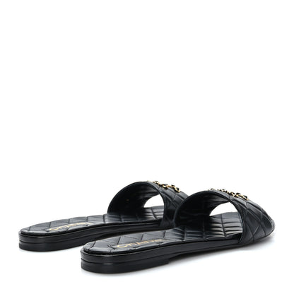 Chanel Shiny Goatskin Quilted CC Mules Sandals 39 Black 4 of 8