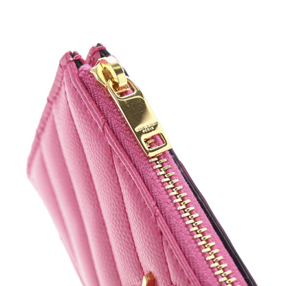 Saint Laurent Grain De Poudre Matelasse Chevron Monogram Fragments Zippered Card Case Fresh Fuxia 8 of 10