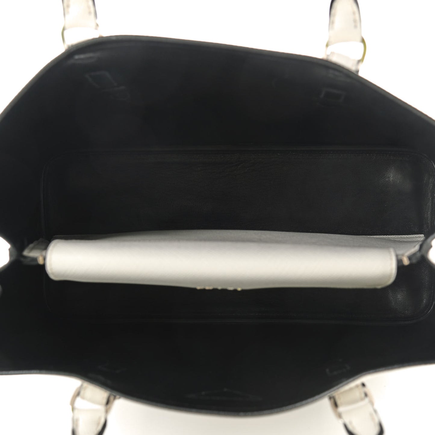 Saffiano Cuir Medium Double Handle Tote Talco Black