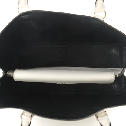 Prada Saffiano Cuir Medium Double Handle Tote Talco Black 5 of 12