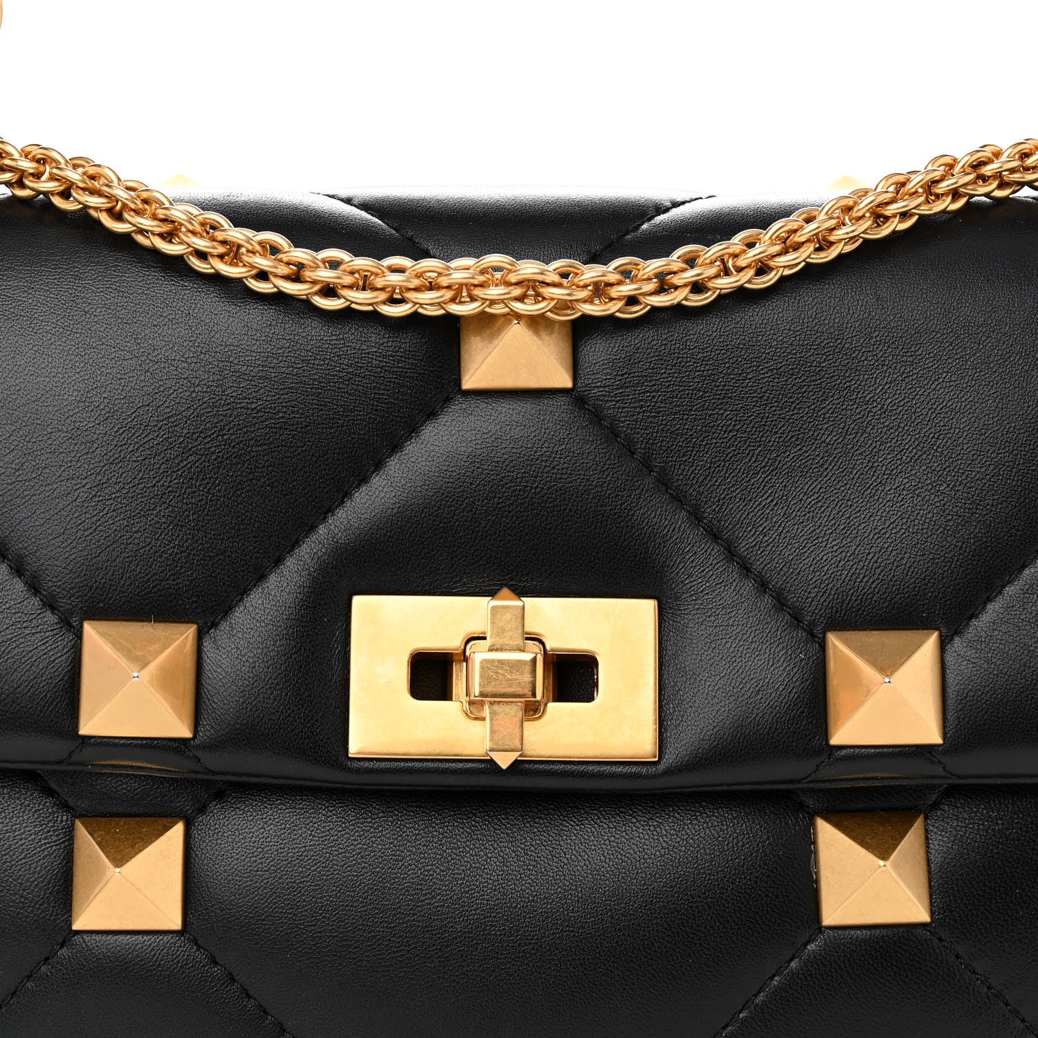 Valentino Garavani Nappa Large Roman Stud Shoulder Bag Black 7 of 10