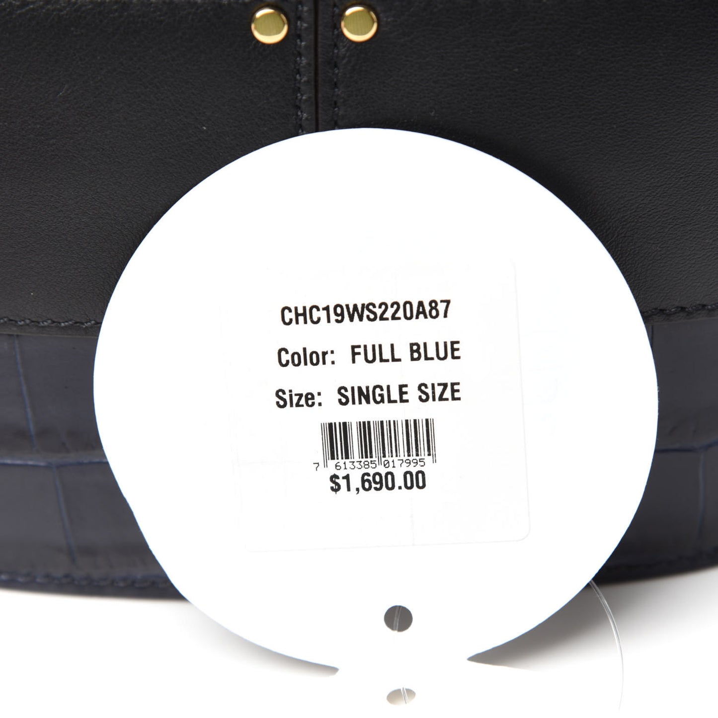 Calfskin Crocodile Embossed Small Aby Lock Full Blue