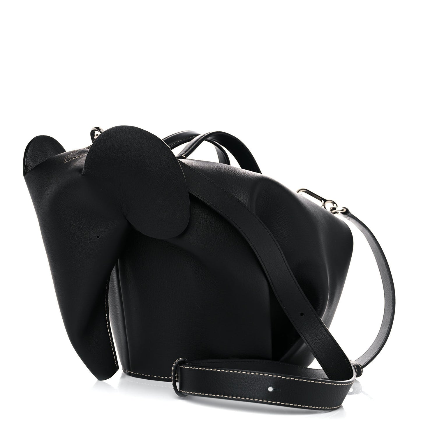 Calfskin Large Elephant Crossbody Bag Black
