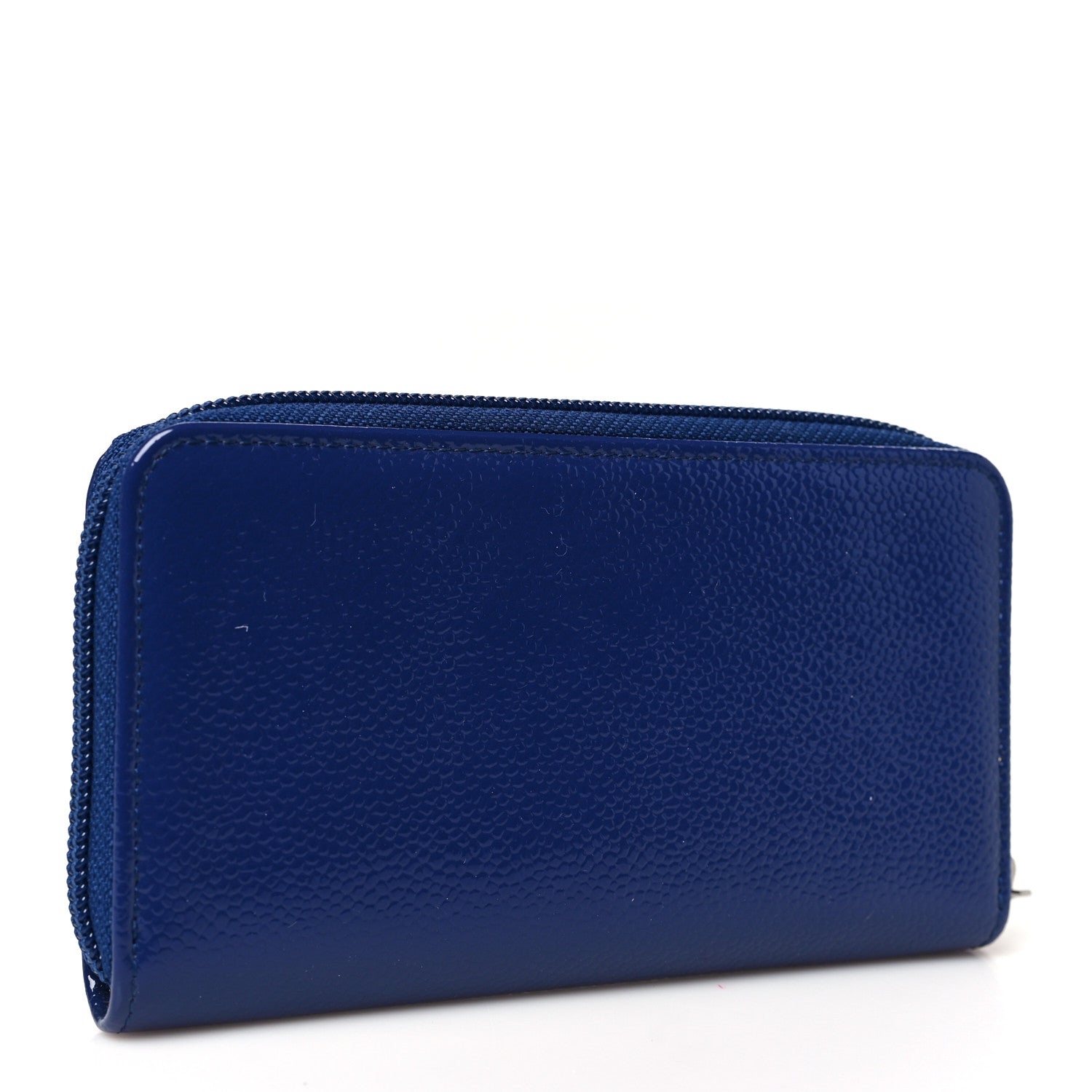Chanel Patent Caviar Timeless CC Small Gusset Zip Around Wallet  Blue 3 of 9