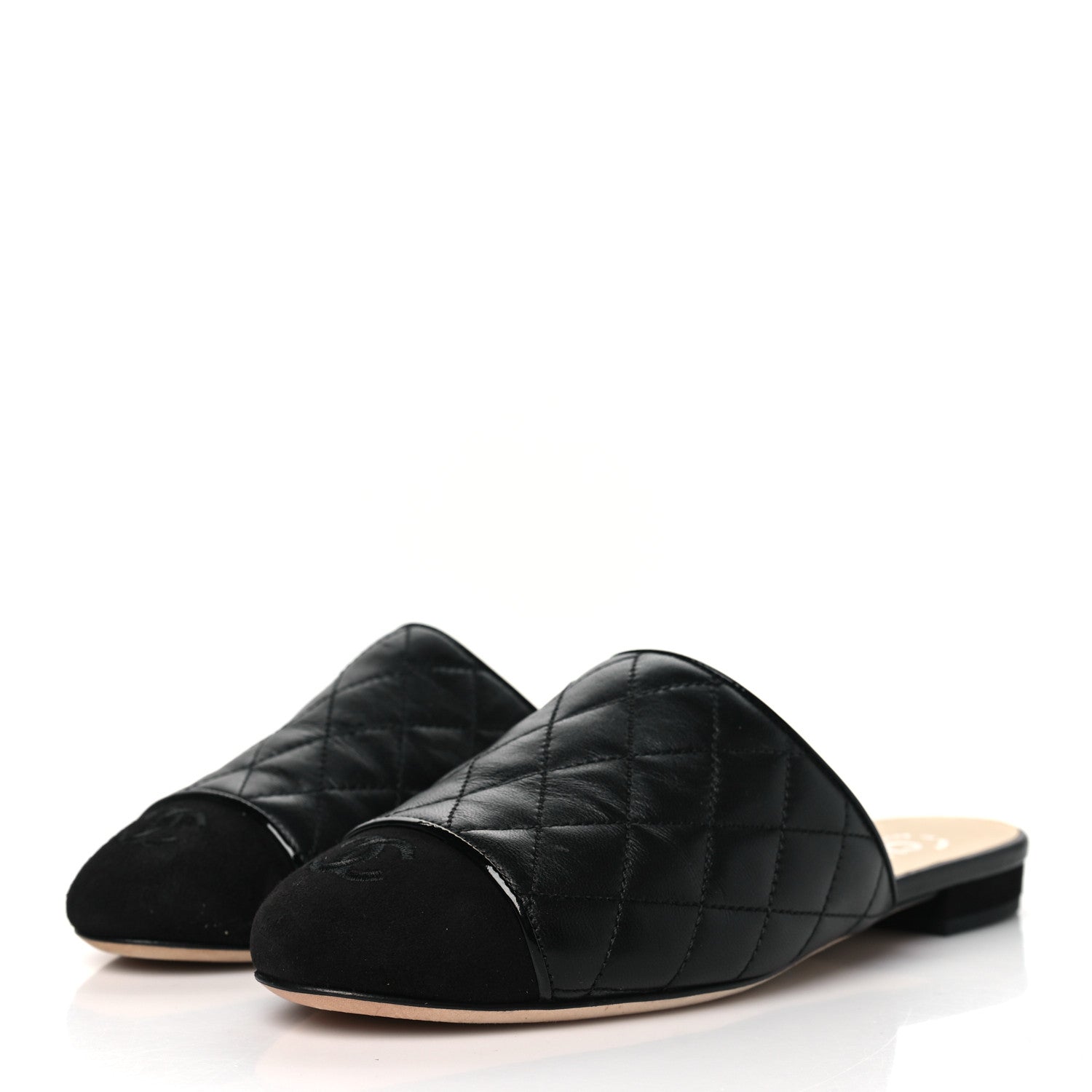 Chanel Lambskin Kid Suede Quilted Mules 36 Black 3 of 9