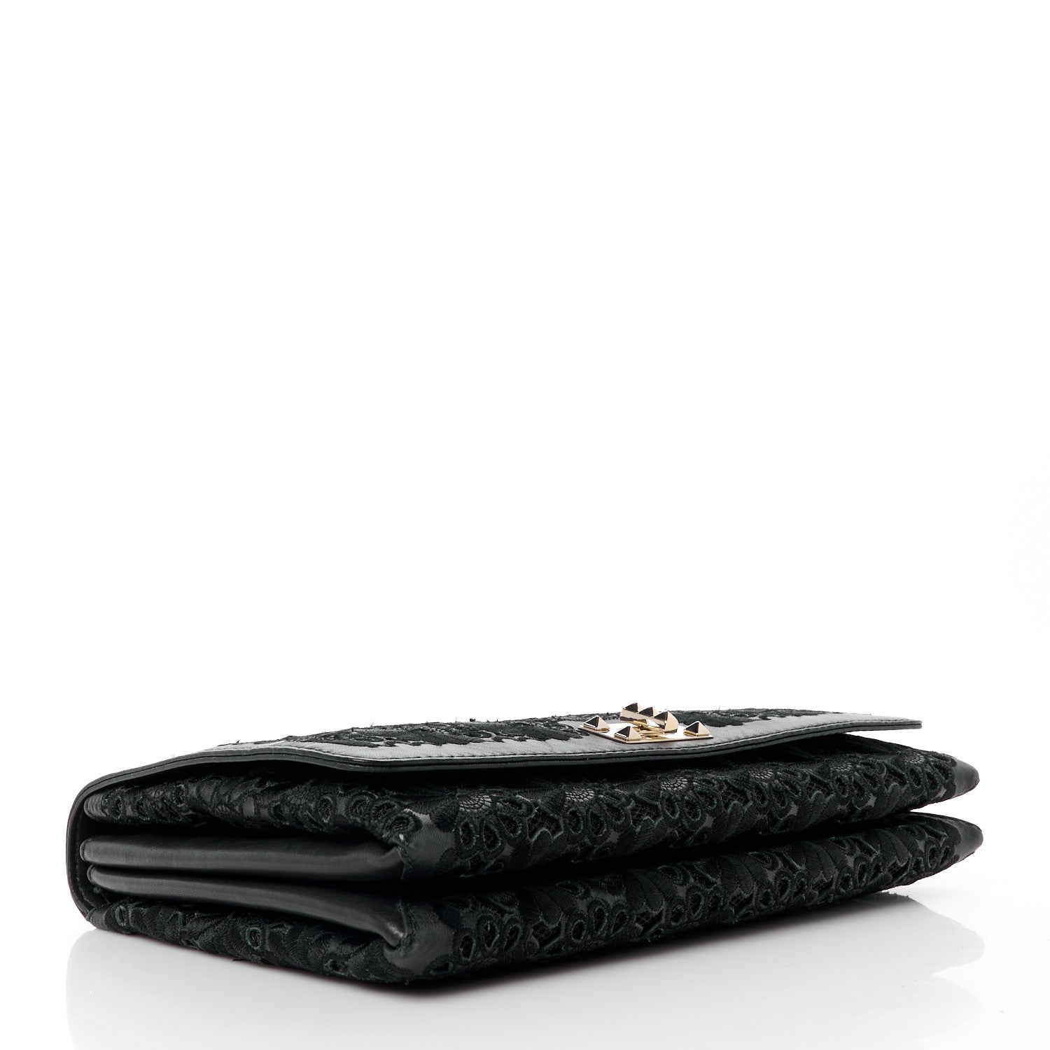 Valentino Garavani VALENTINO GARAVANI Lambskin Lace Large Girello Flap Black 4 of 11