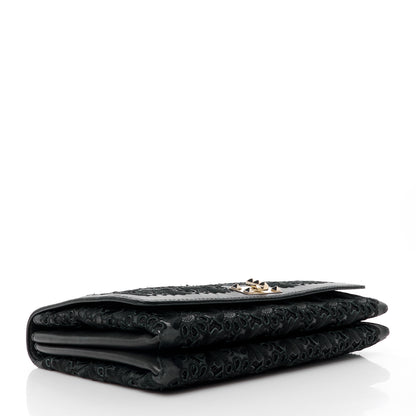 Valentino Garavani VALENTINO GARAVANI Lambskin Lace Large Girello Flap Black 4 of 11
