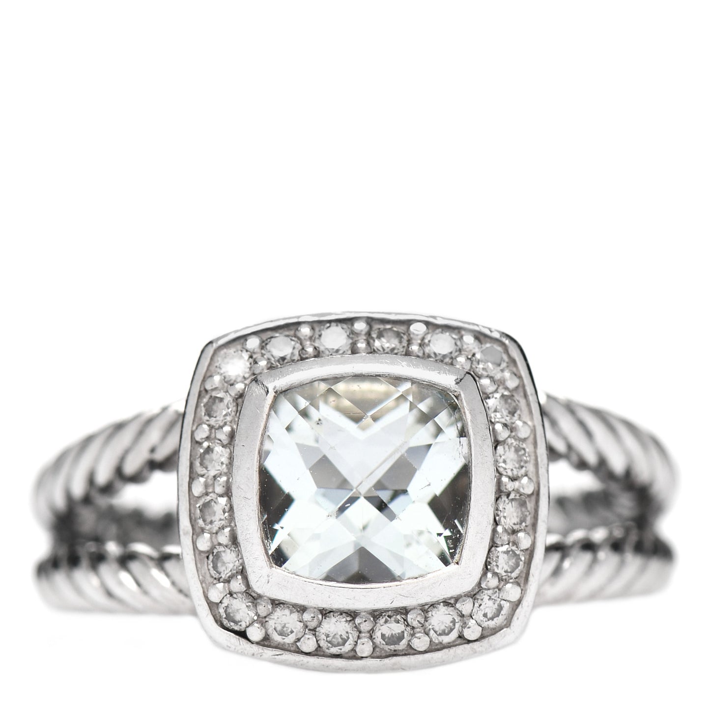 Sterling Silver Diamond Prasiolite 7mm Petite Albion Ring 52 6
