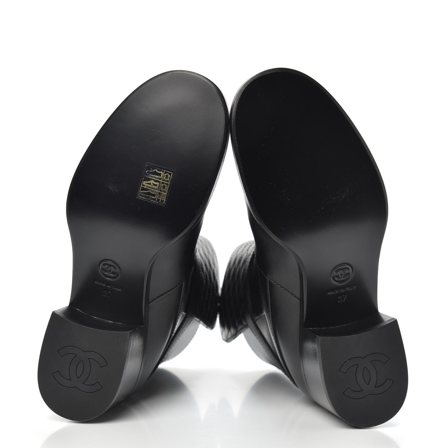 Chanel Calfskin Quilted CC Boots 37 Black 5 of 9