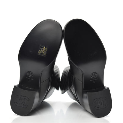 Chanel Calfskin Quilted CC Boots 37 Black 5 of 9