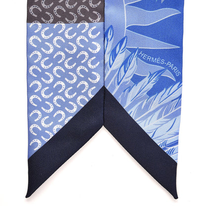 Hermes Silk Cheval Phoenix Twilly Marine Ciel Cobalt 3 of 6