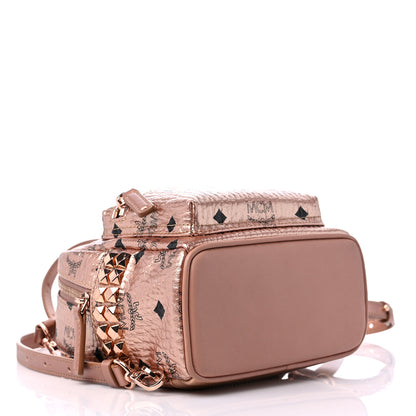 MCM Metallic Visetos Side Stud X-Mini Stark Bebe Boo Backpack Champagne Gold 4 of 10
