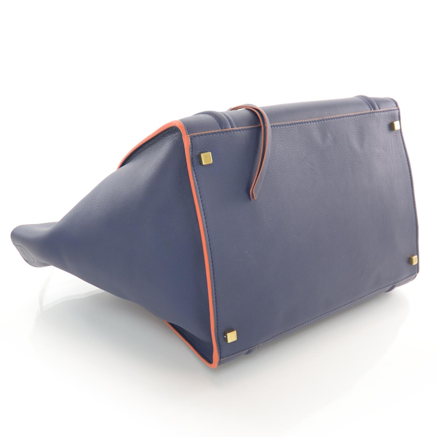 Celine Smooth Calfskin Large Phantom Luggage Blue Orange 3 of 7
