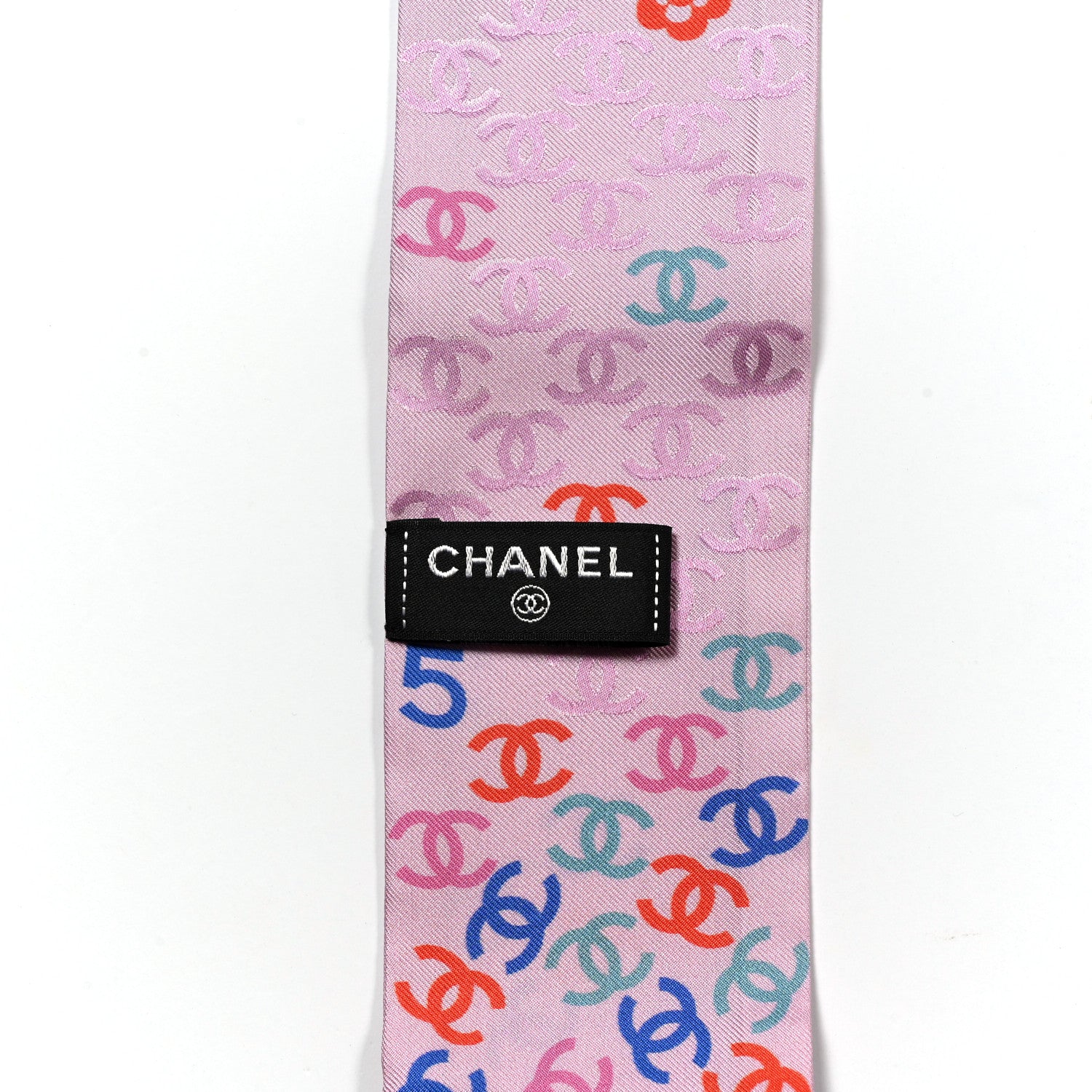 Chanel Silk CC Slim Bandeau Pink Light Blue Red 3 of 3