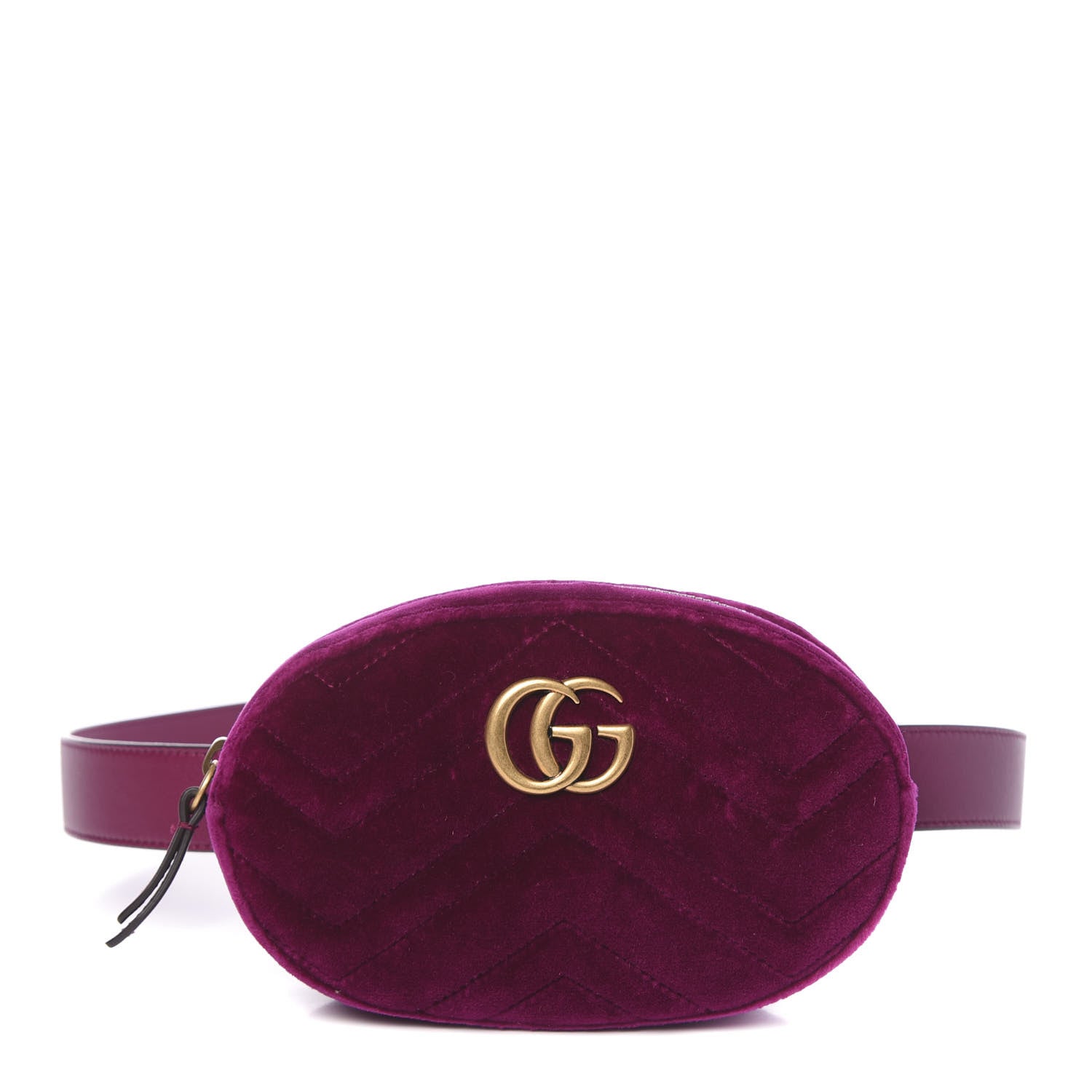 Gucci Velvet Matelasse GG Marmont Belt Bag 85 34 Fuchsia Violet Cyclamen 1 of 10