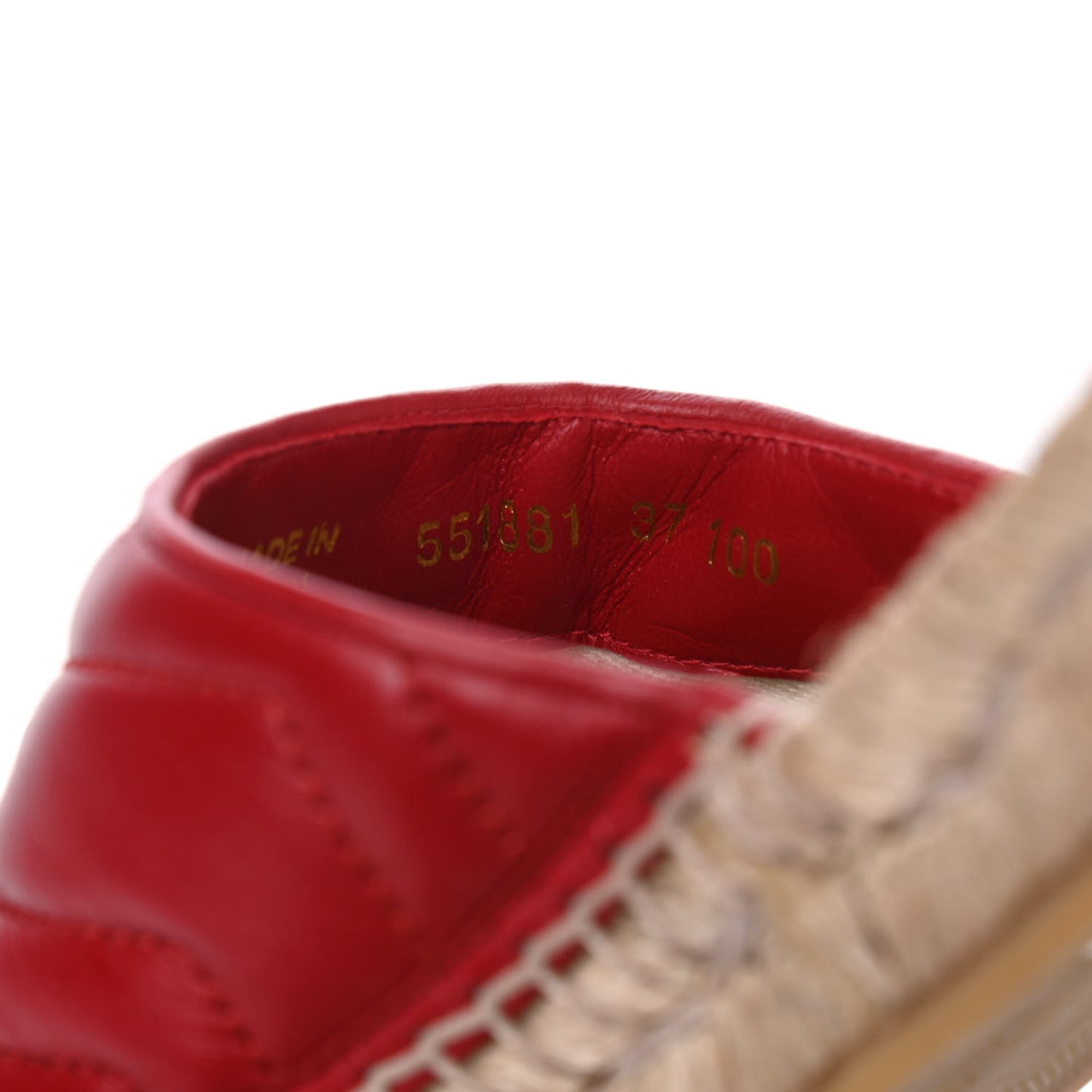 Nappa Matelasse GG Marmont Espadrille Slippers 37 Hibiscus Red