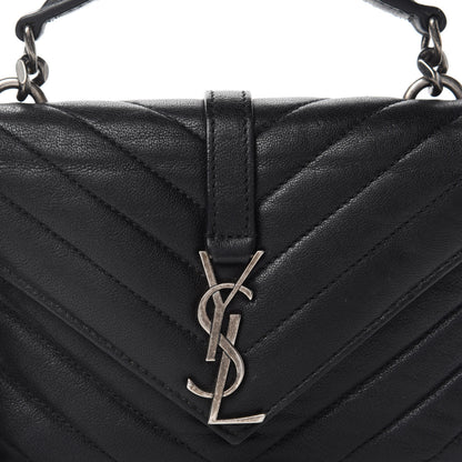 Saint Laurent Sheepskin Matelasse Chevron Monogram College Chain Wallet Black 9 of 9