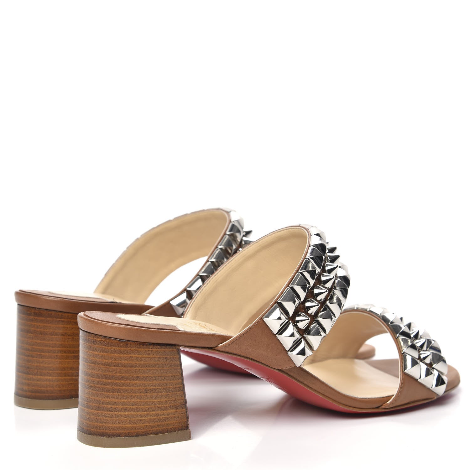 Christian Louboutin Calfskin Tina Goes Mad 55 Slide Sandals 38.5 Cuoio 4 of 10