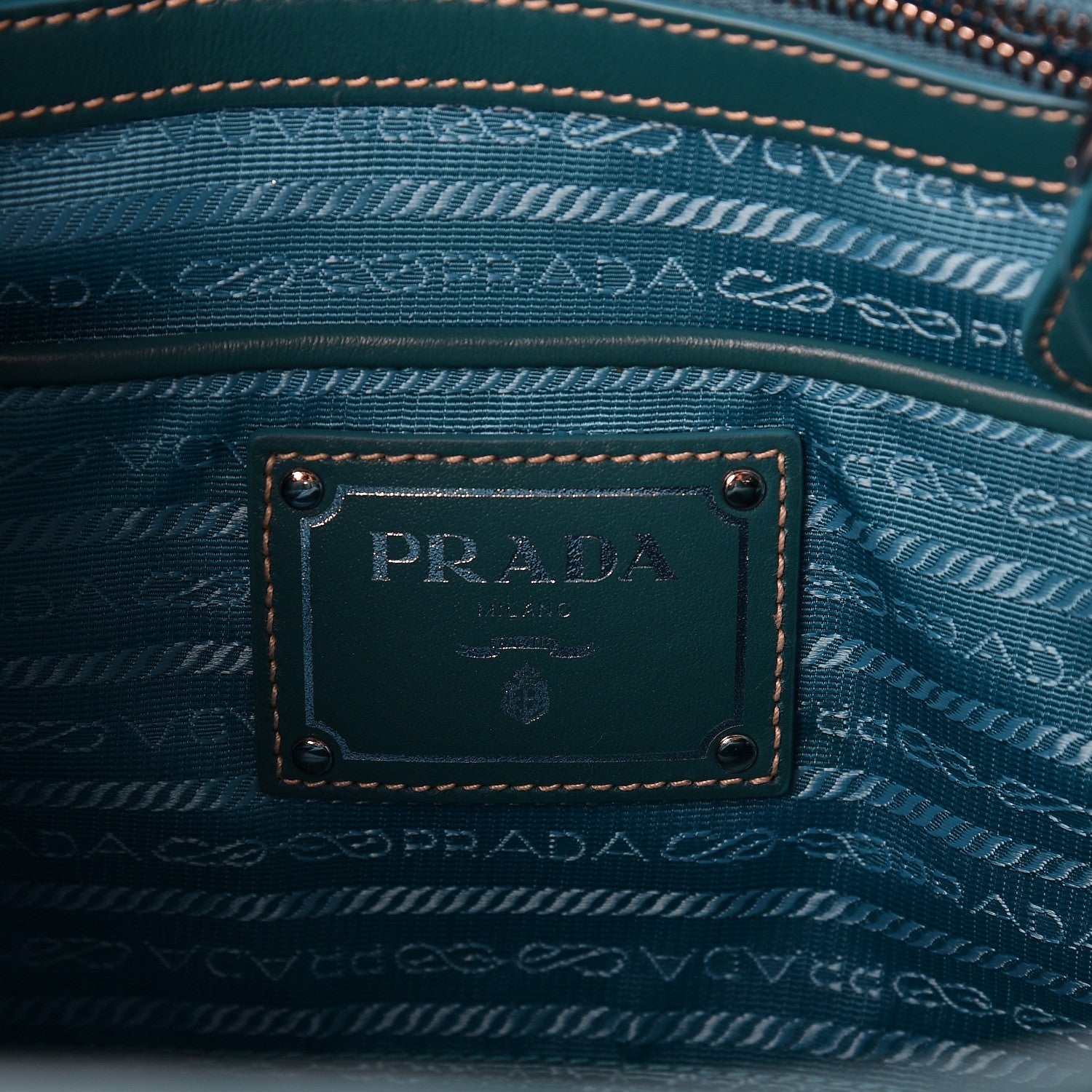 Prada Tessuto Nylon Soft Calf Tote Turchese 6 of 10