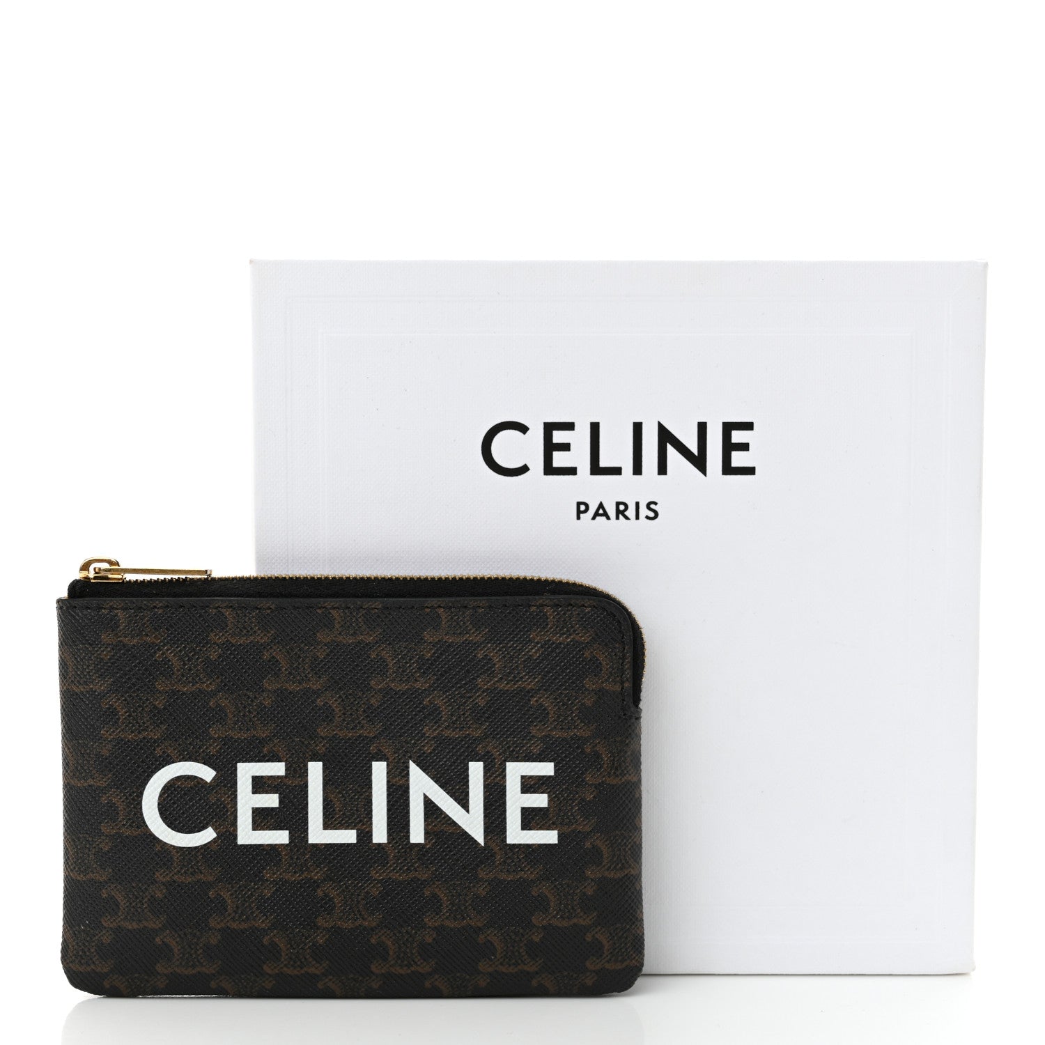 Celine Triomphe Canvas Logo Coin and Card Pouch With Hook Black 13 of 13