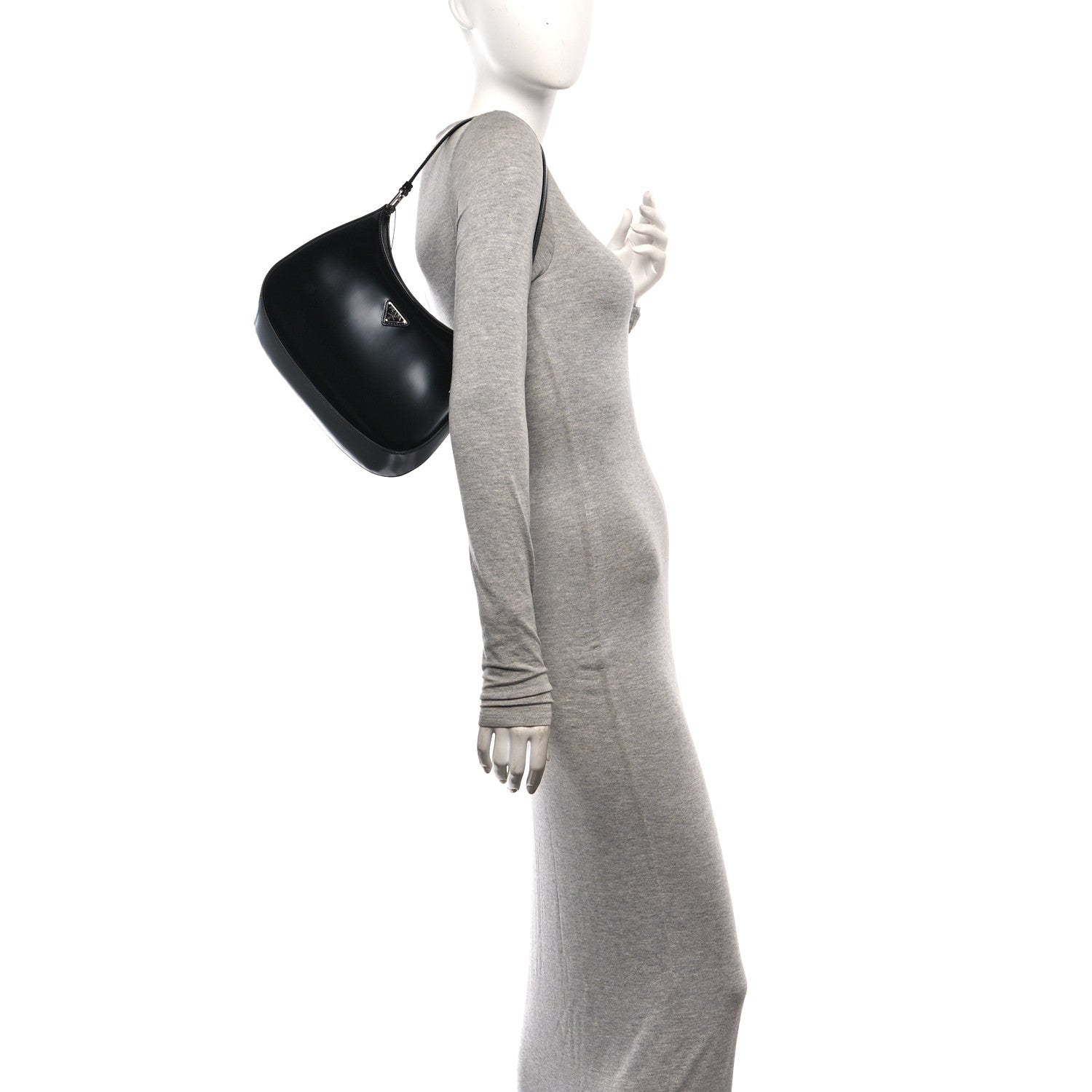 Prada Spazzolato Cleo Shoulder Bag Black 2 of 10