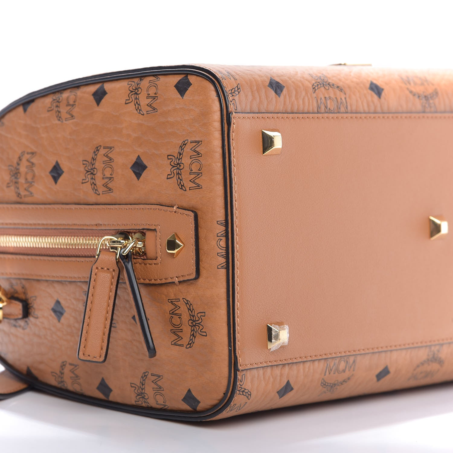 MCM Visetos Medium Boston Bag Cognac 7 of 10