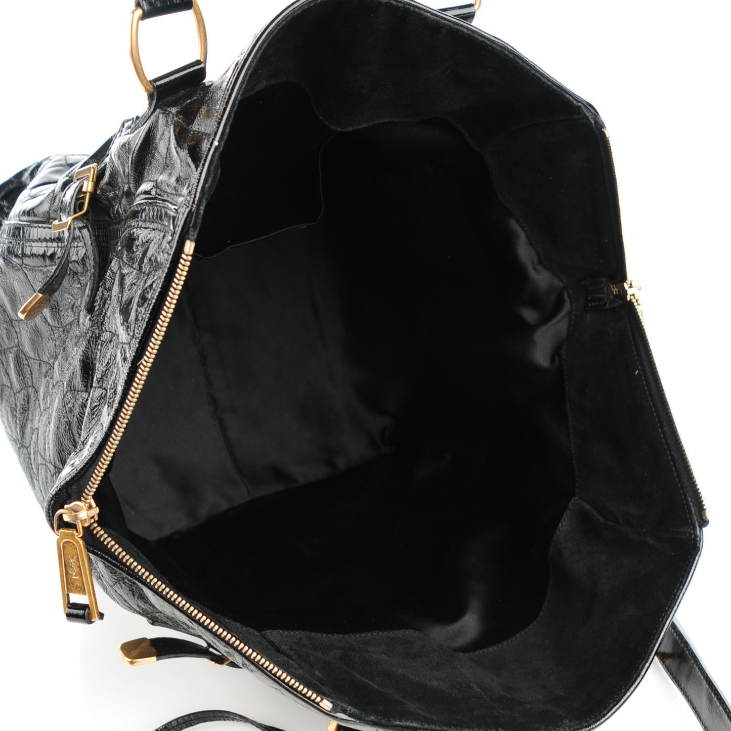 Patent Crocodile Embossed Medium Downtown Tote Black