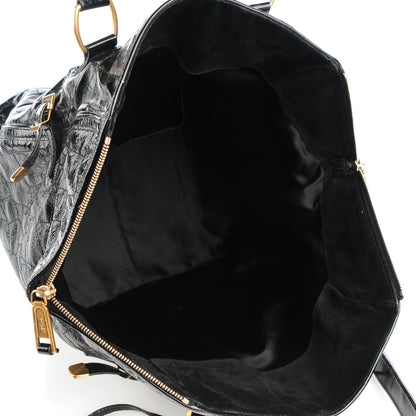 Saint Laurent Patent Crocodile Embossed Medium Downtown Tote Black 5 of 7