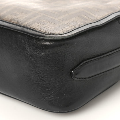 Fendi Glazed Fabric Vitello Century FF 1974 Stamp Patch Camera Case Mogano Panna Black 8 of 8