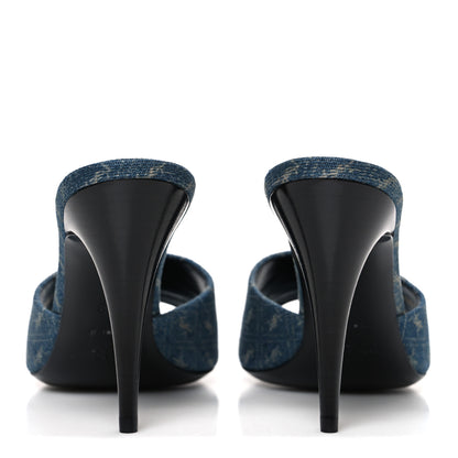 Saint Laurent Denim Monogram La 16 Mule Sandals 38 Blue Jeans 6 of 11