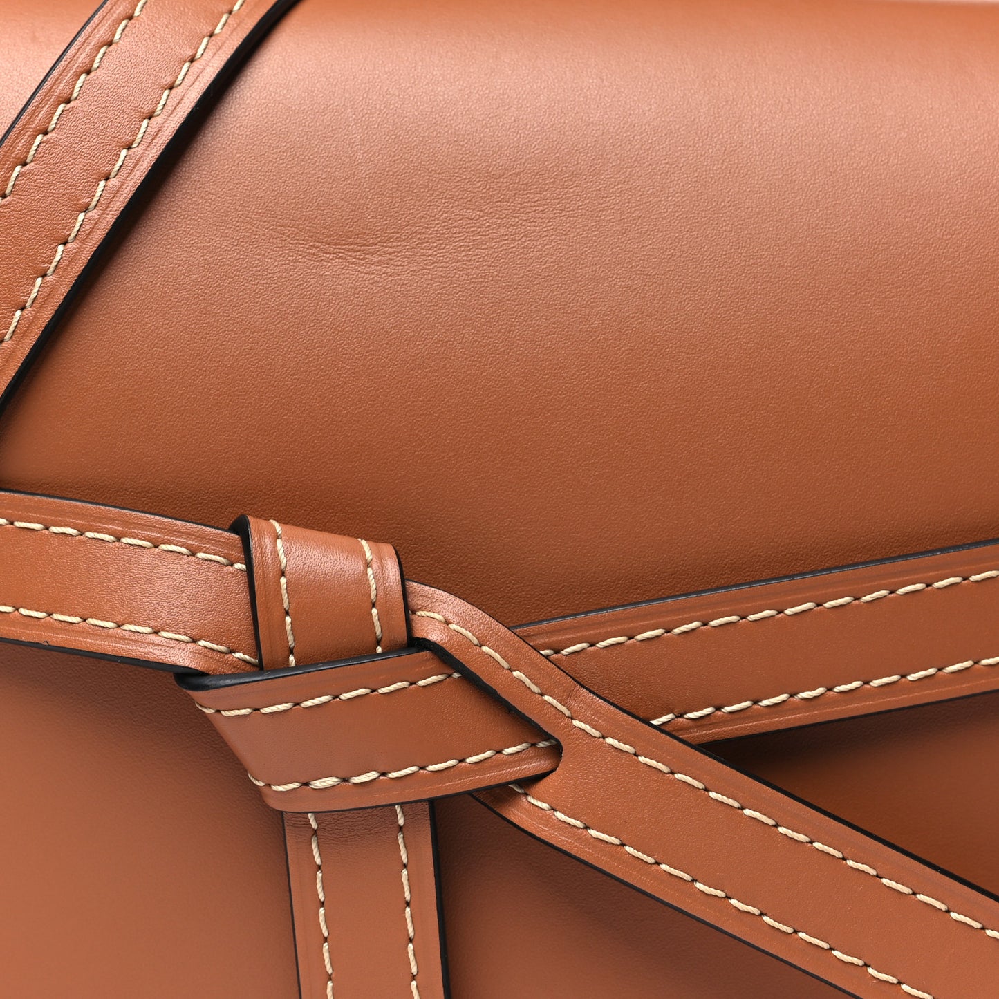 Calfskin Small Gate Crossbody Bag Tan Steel Blue