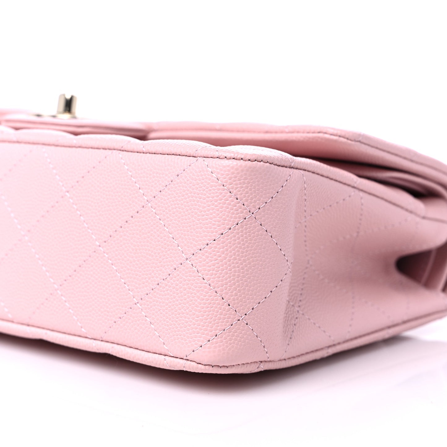 Caviar Quilted Medium Double Flap Light Pink