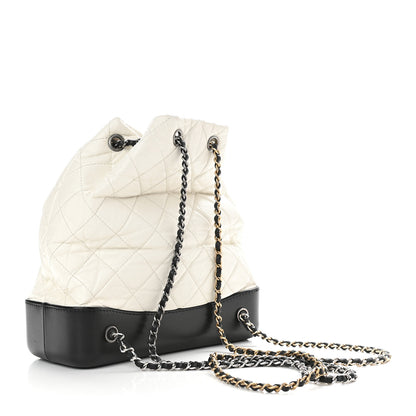 Chanel Aged Calfskin Quilted Gabrielle Backpack Black White 3 of 9