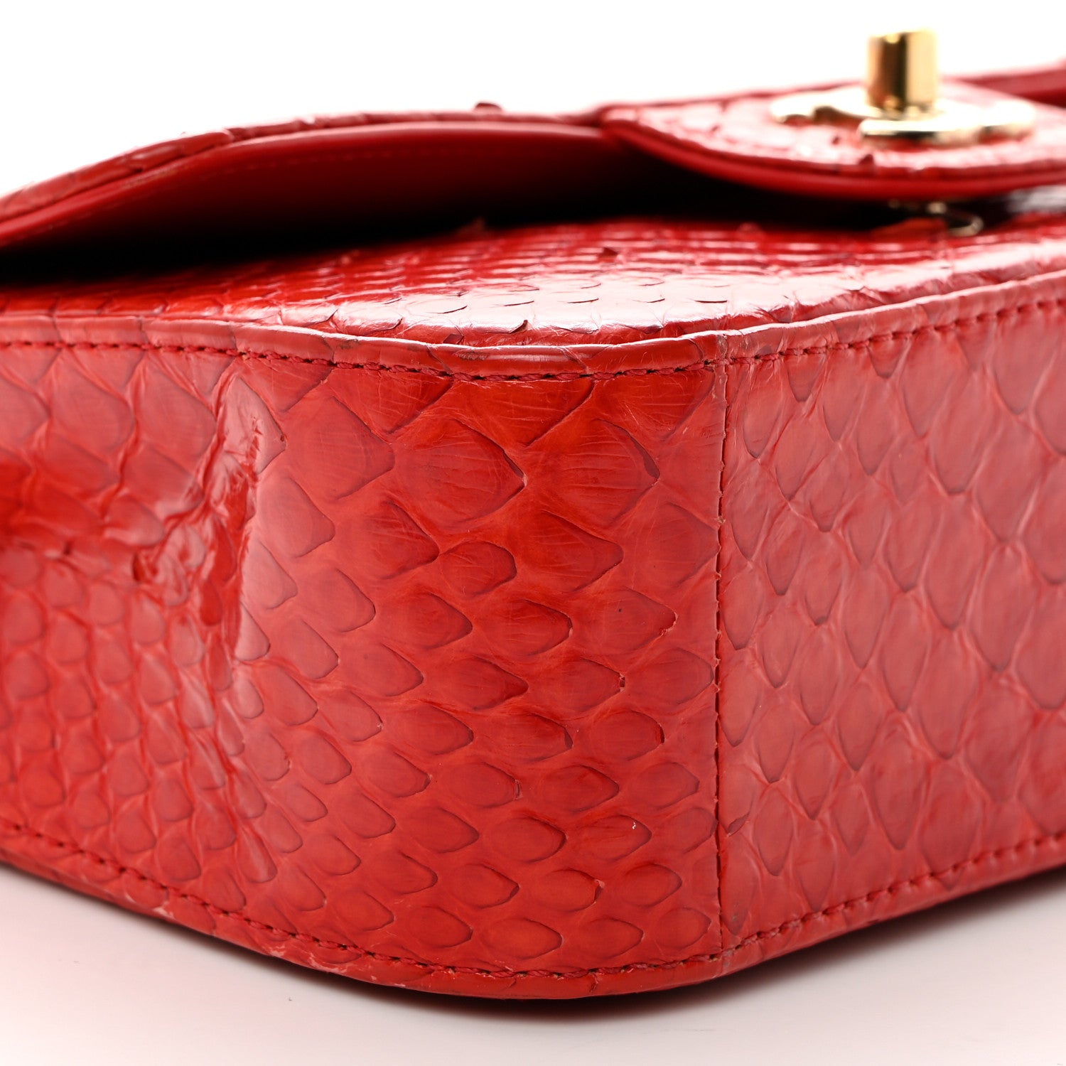 Chanel Snakeskin Mini Rectangular Flap Red 9 of 10