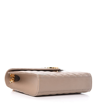 Saint Laurent Grain De Poudre Textured Mixed Matelasse Medium Triquilt Monogram Satchel Taupe 4 of 11