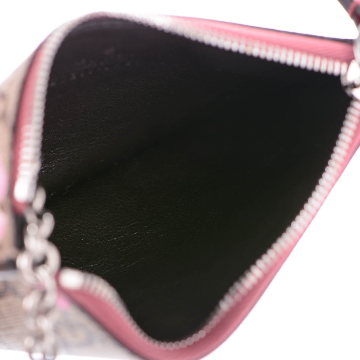 GG Supreme Monogram Blooms Key Ring Coin Case Beige Multicolor Dry Rose