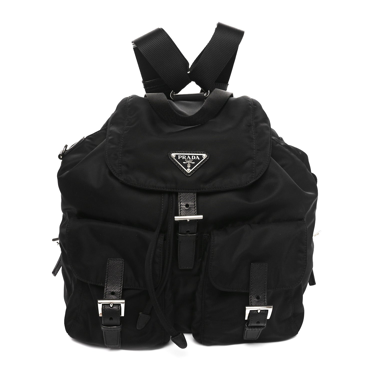 Prada Tessuto Nylon Saffiano Vela Medium Backpack Black 1 of 10