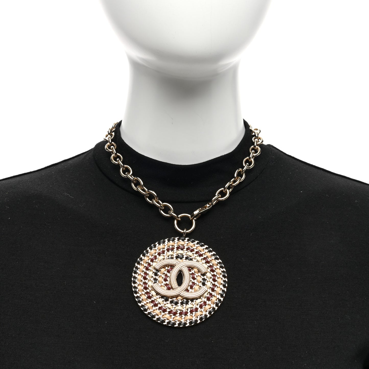 Lambskin Chain CC Necklace Gold