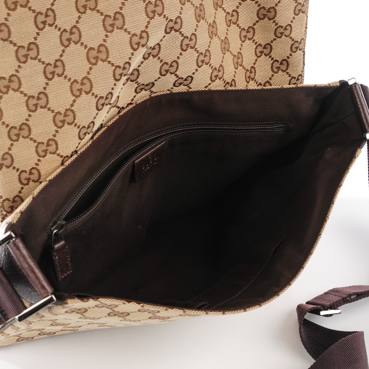 Gucci Monogram Small Flap Messenger Bag Beige Dark Brown 5 of 7