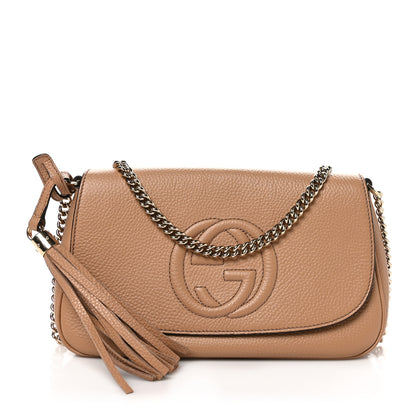 Gucci Pebbled Calfskin Medium Soho Flap Crossbody Camelia 1 of 10