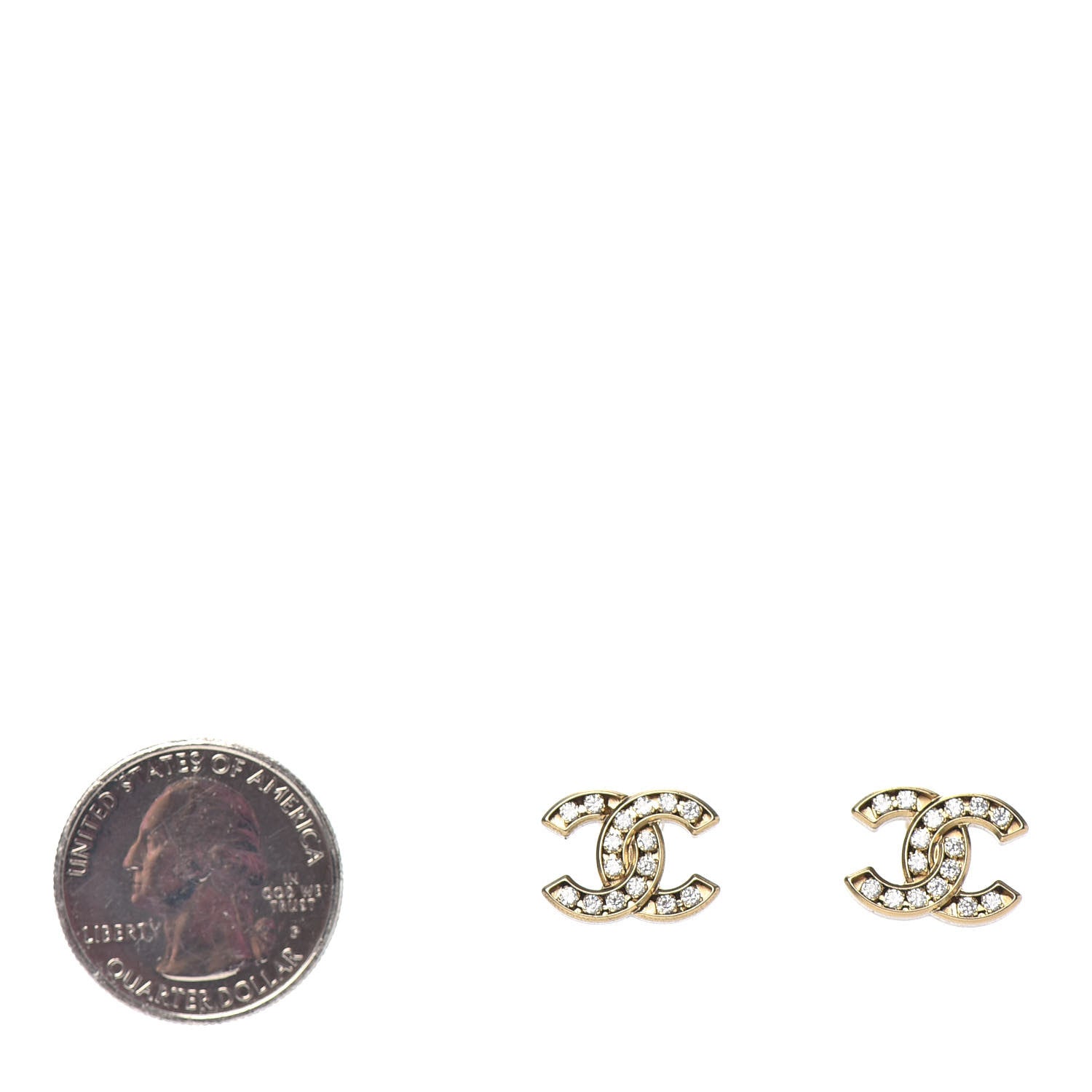 Chanel Crystal CC Earrings Gold 2 of 4
