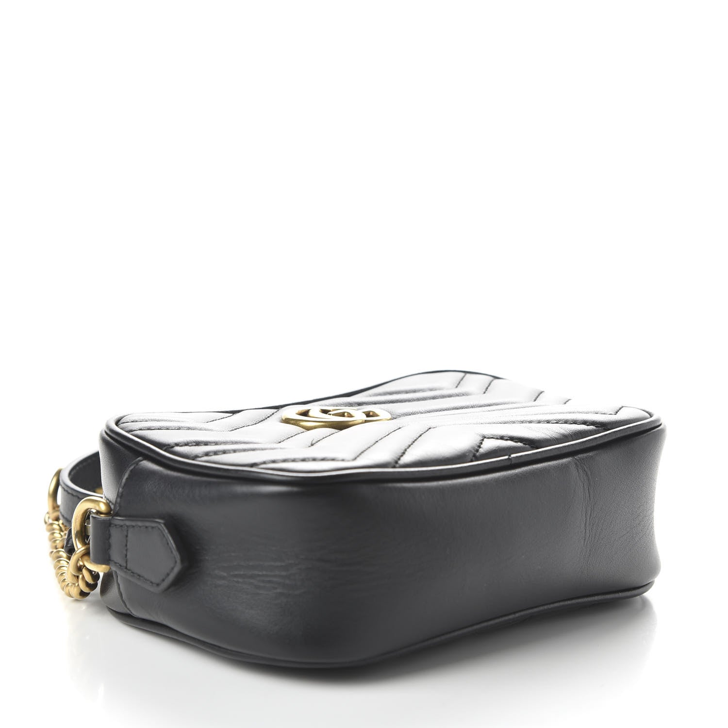 Gucci Calfskin Matelasse Mini GG Marmont Chain Shoulder Bag Black 4 of 11