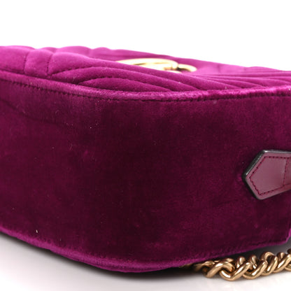 Gucci Velvet Matelasse Small GG Marmont Chain Shoulder Bag Cyclamen 9 of 9