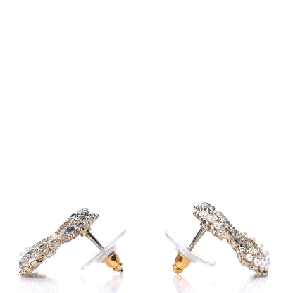 Chanel Pearl CC Earrings Blue Gold 3 of 4