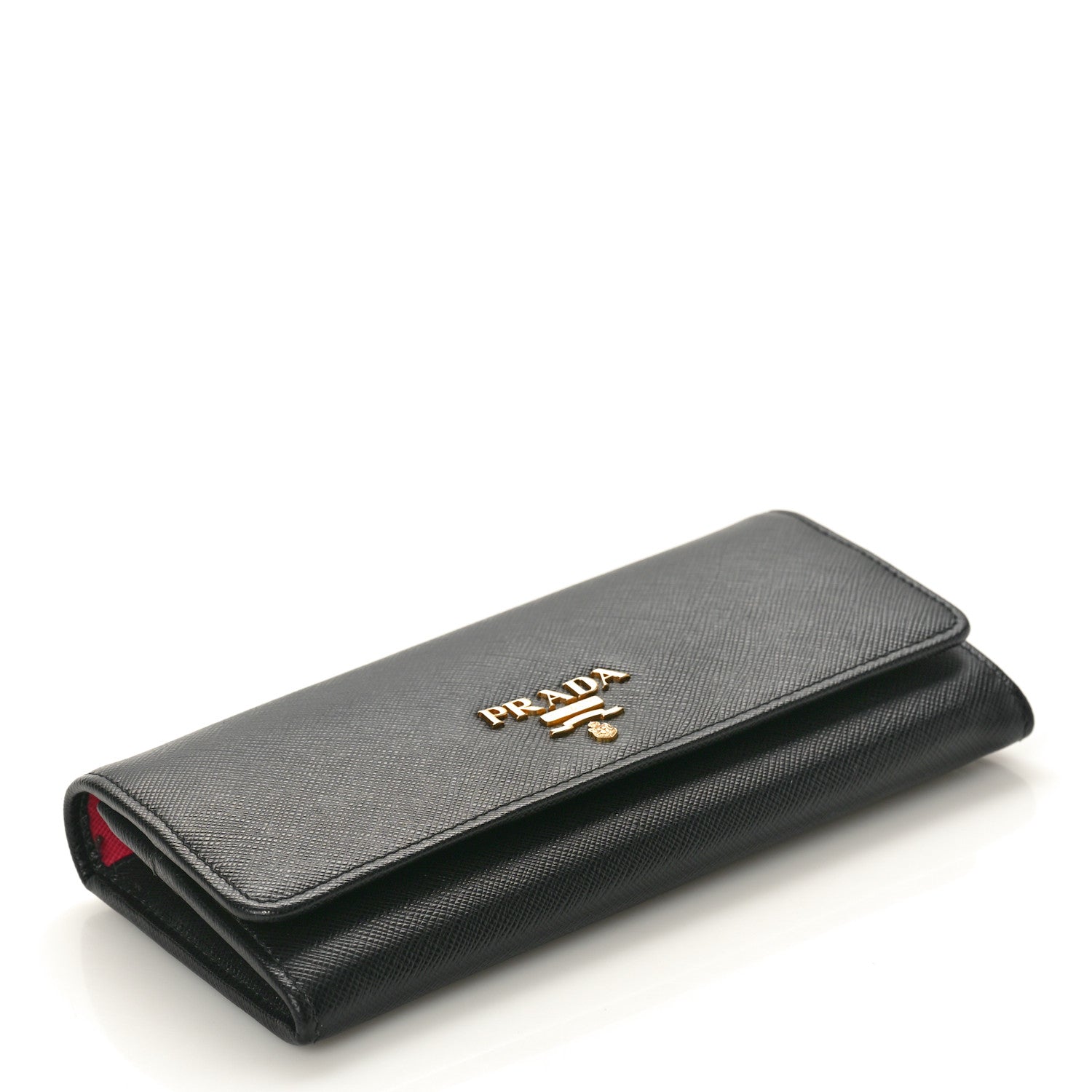 Prada Saffiano Bi-Color Metal Continental Flap Travel Wallet Black Ibisco 5 of 9