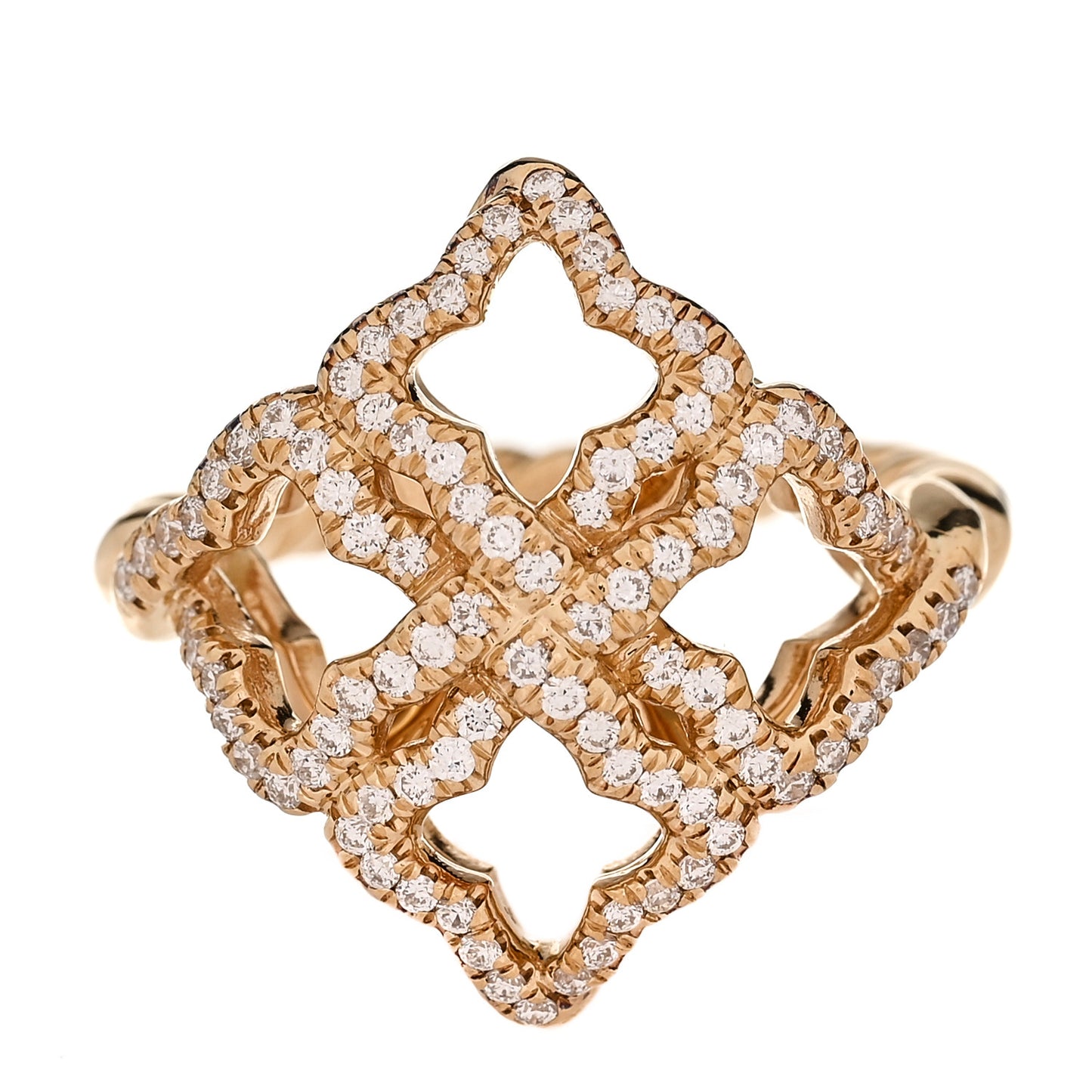 18K Yellow Gold Diamond 20mm Quatrefoil Cable Ring 51 5.75
