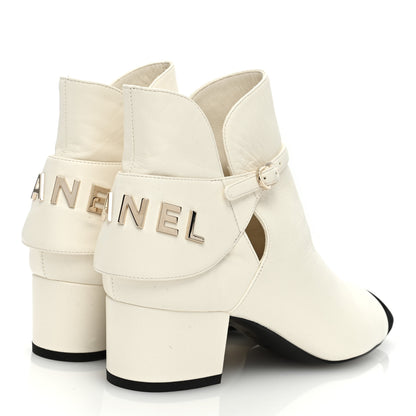 Chanel Lambskin Velvet Cap Toe Short Ankle Boots 37.5 White 4 of 8