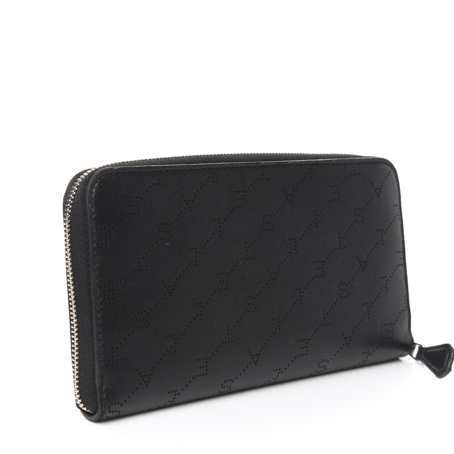Eco Alter Nappa Perforated Logo Zip Wallet Black