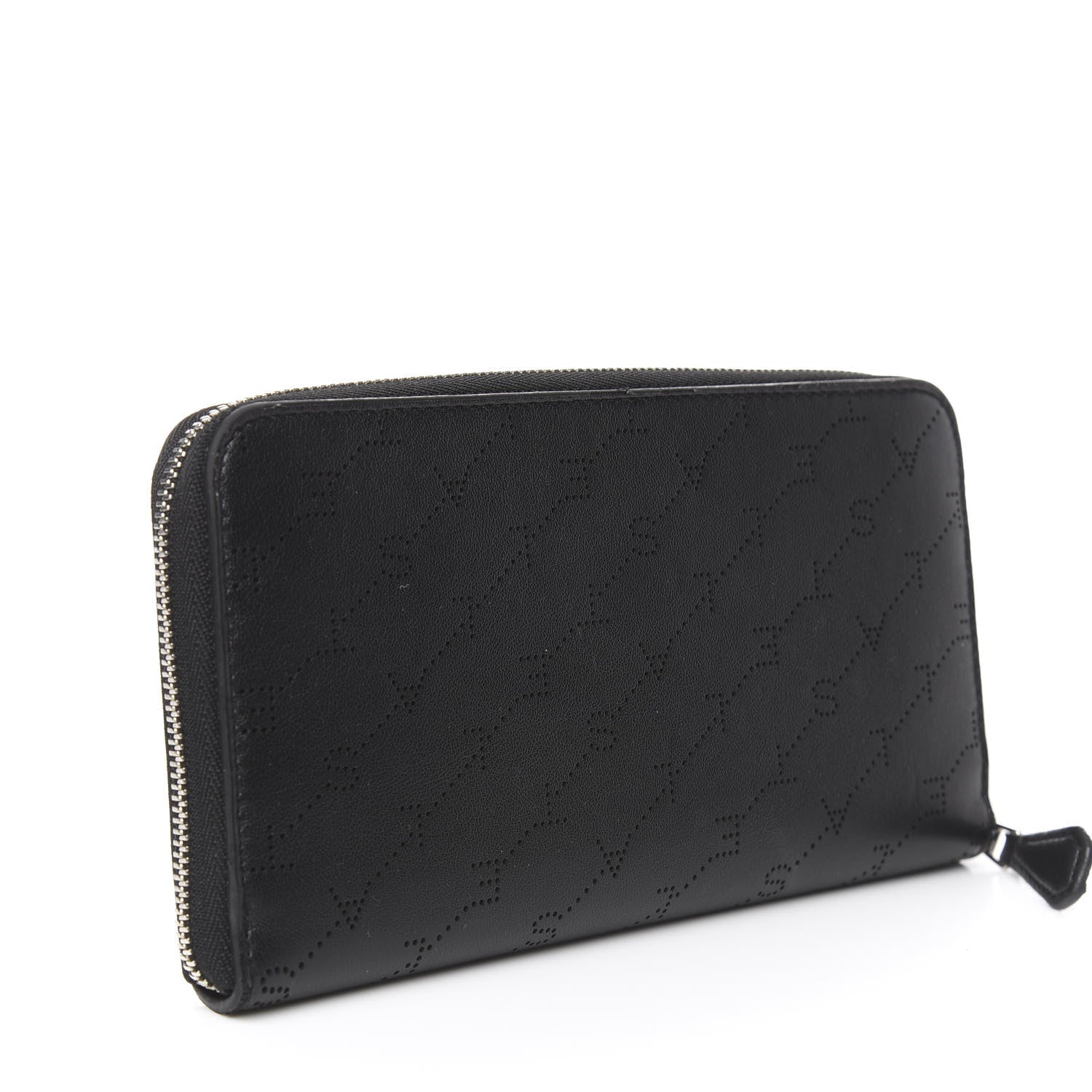 Stella McCartney Eco Alter Nappa Perforated Logo Zip Wallet Black 3 of 7